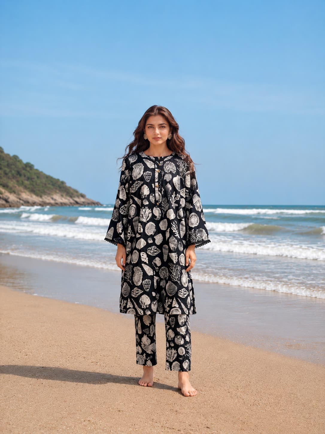 Black Seashell Print Co-ord Set