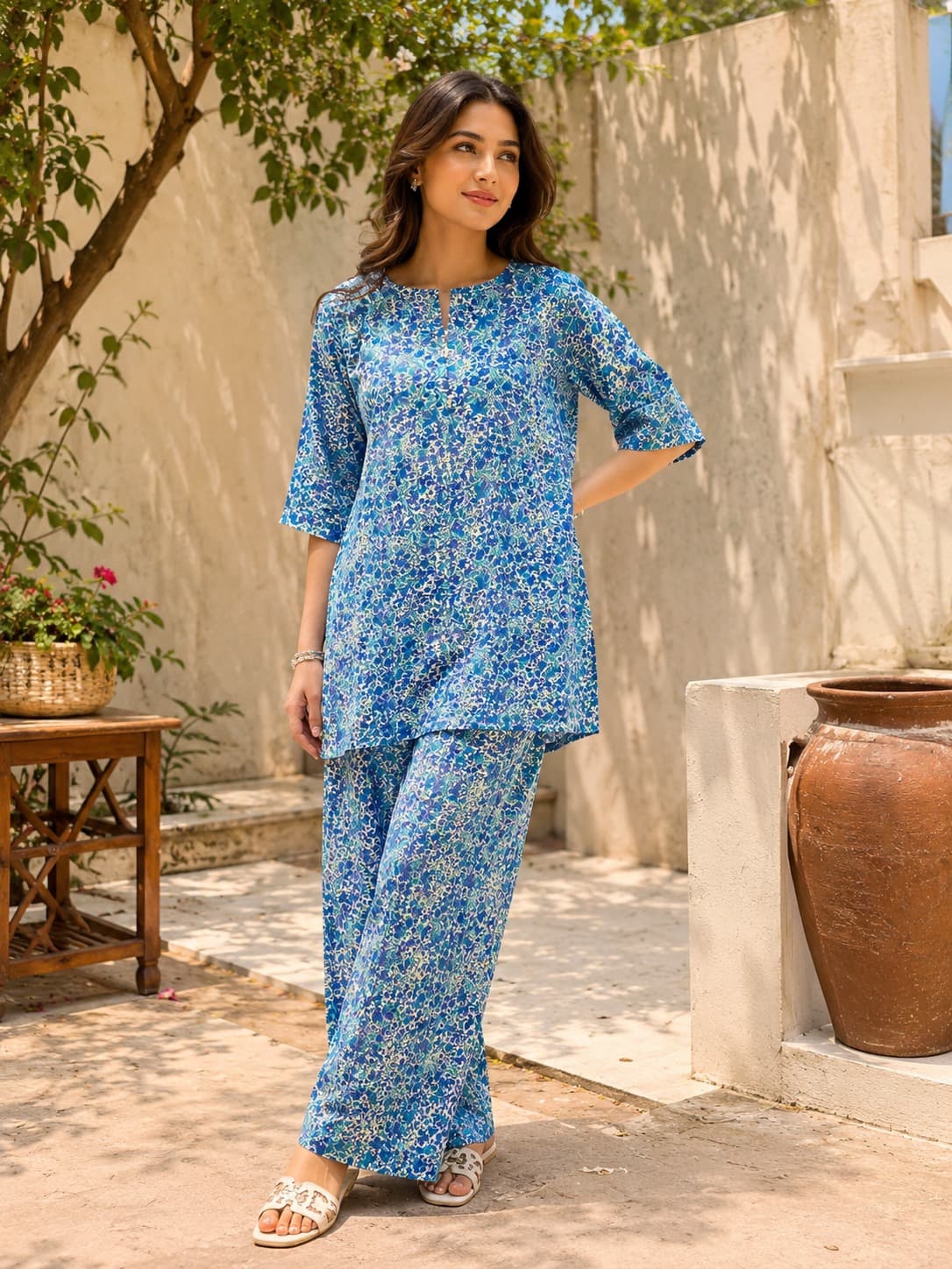 Sky Blue Ditsy Floral Co-ord