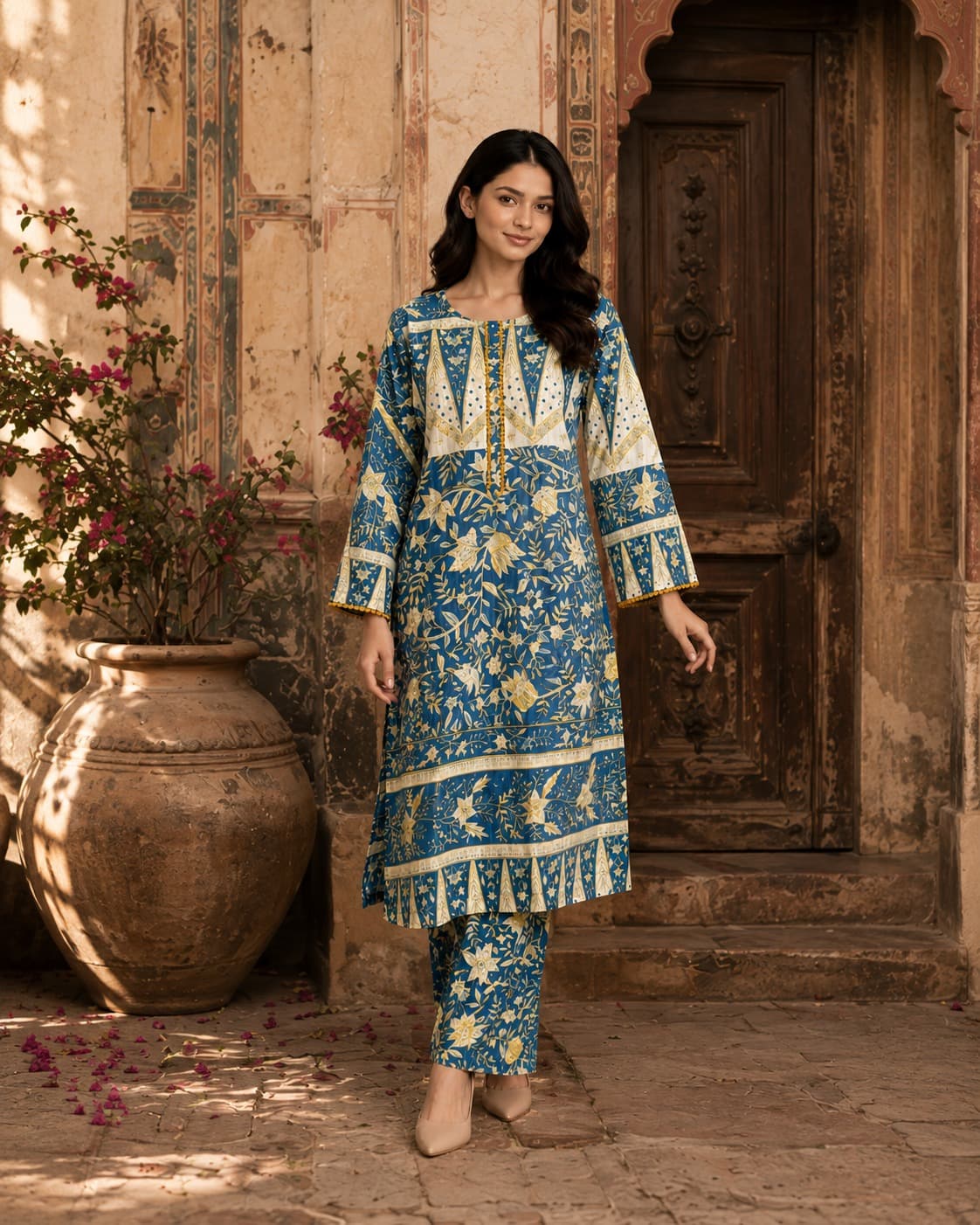 Teal Floral Heritage Co-ord Set